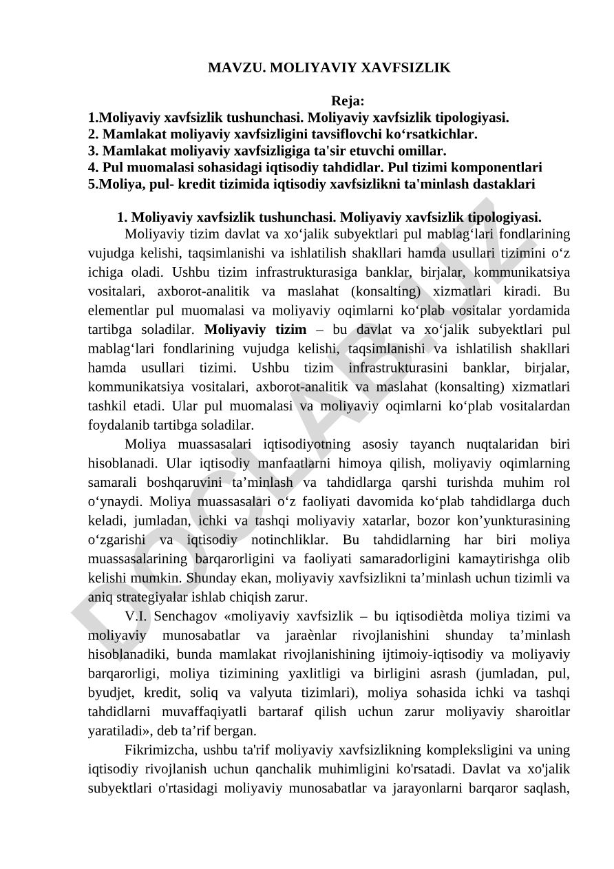 Moliyaviy xavfsizlik
