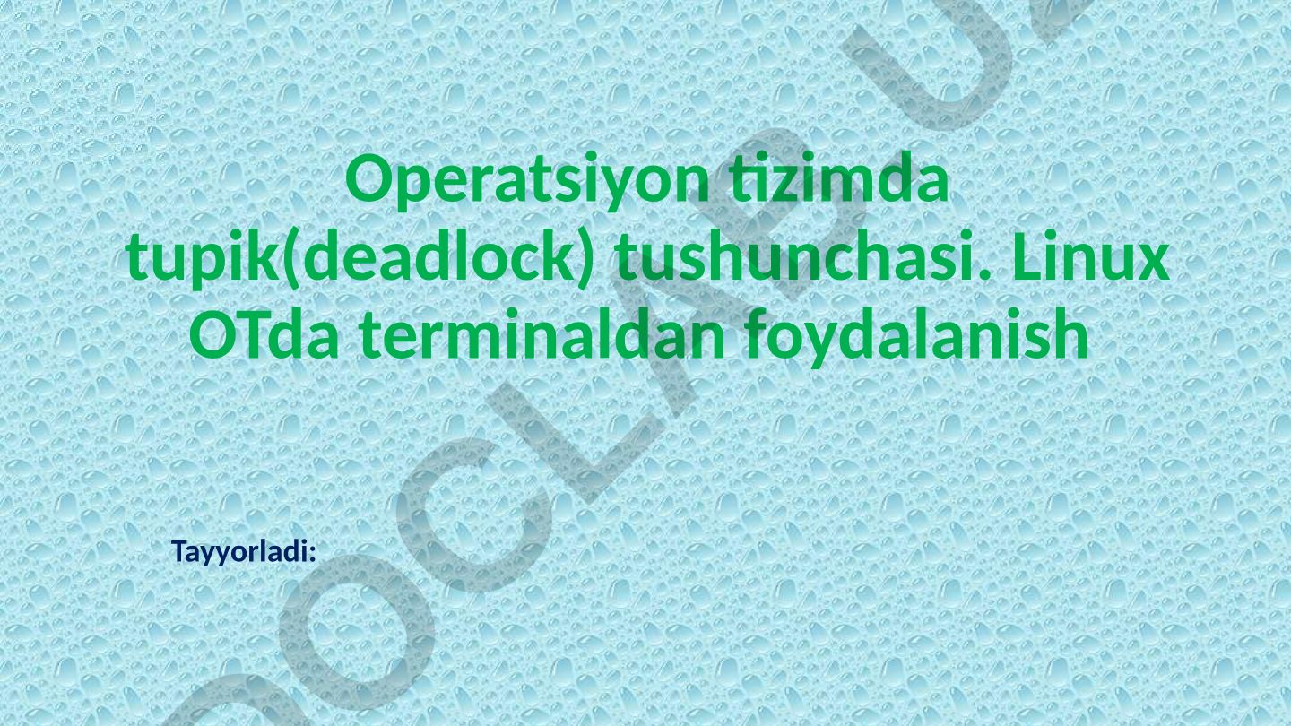 Operatsion tizimda tupik (deadlock) tushunchasi va Linux terminalidan foydalanish
