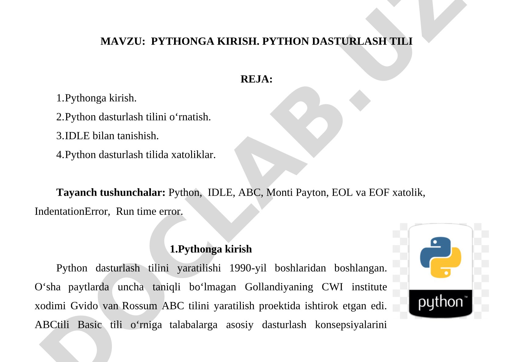 Python dasturlash kurs ishi