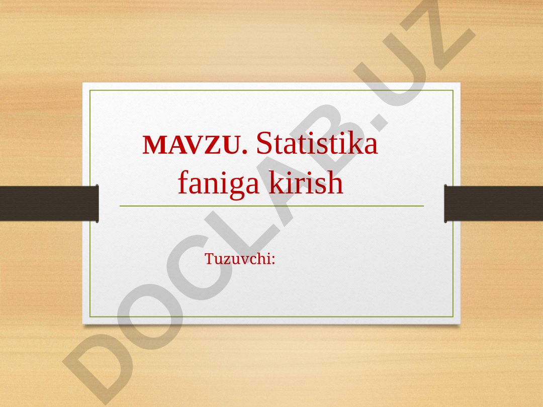 Statistika faniga kirish