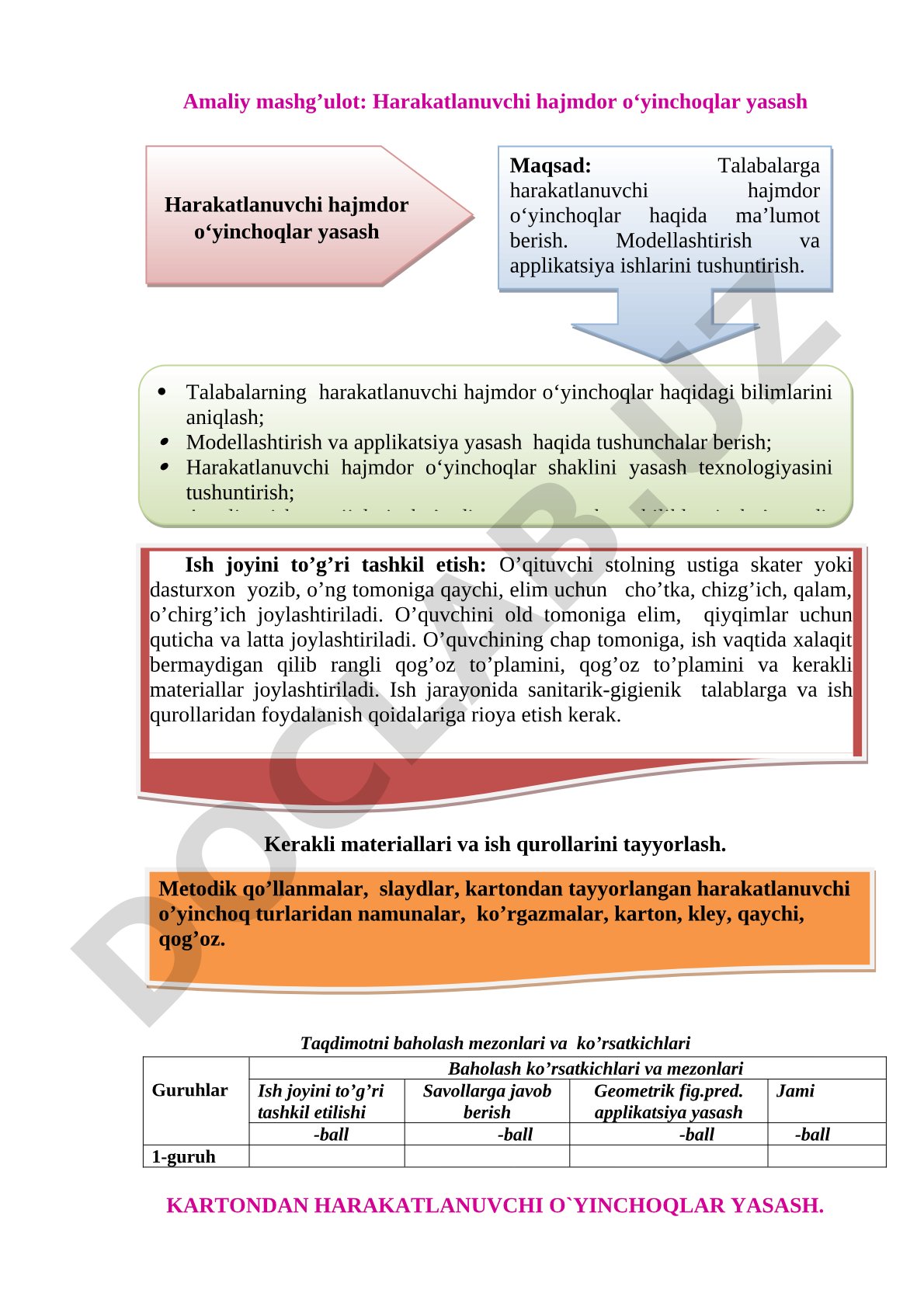 Harakatlanuvchi hajmdor o'yinchoqlar yasash