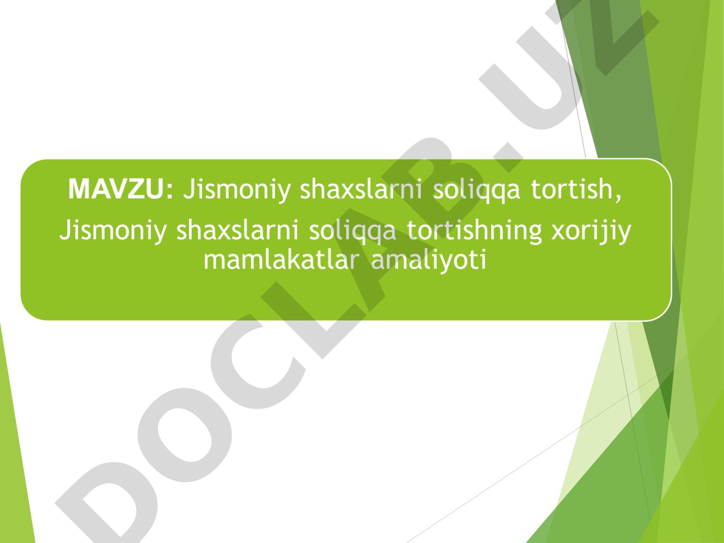 Jismoniy shaxslar daromad solig'i taqdimoti