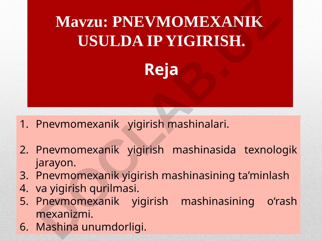 PNEVMOMEXANIK USULDA IP YIGIRISH