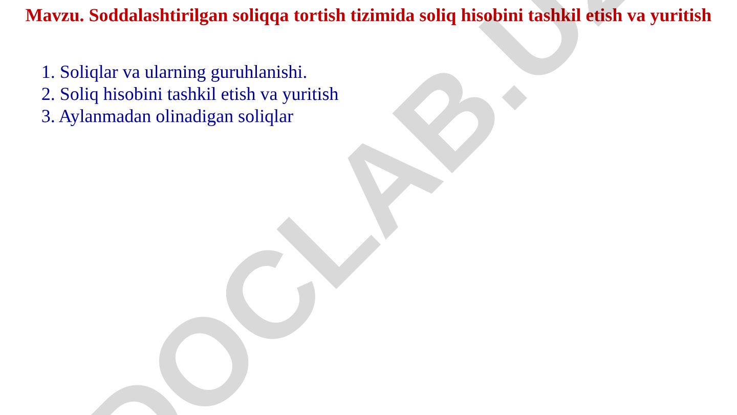 Soddalashtirilgan soliqqa tortish tizimida soliq hisobini tashkil etish va yuritish