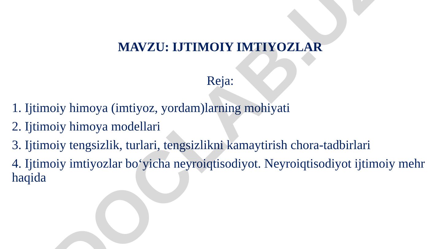 IJTIMOIY IMTIYOZLAR