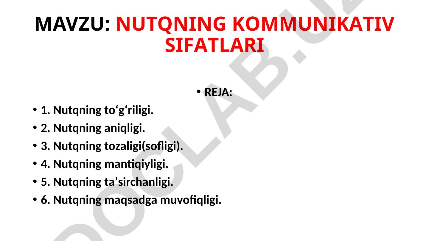Nutqning kommunikativ sifatlari