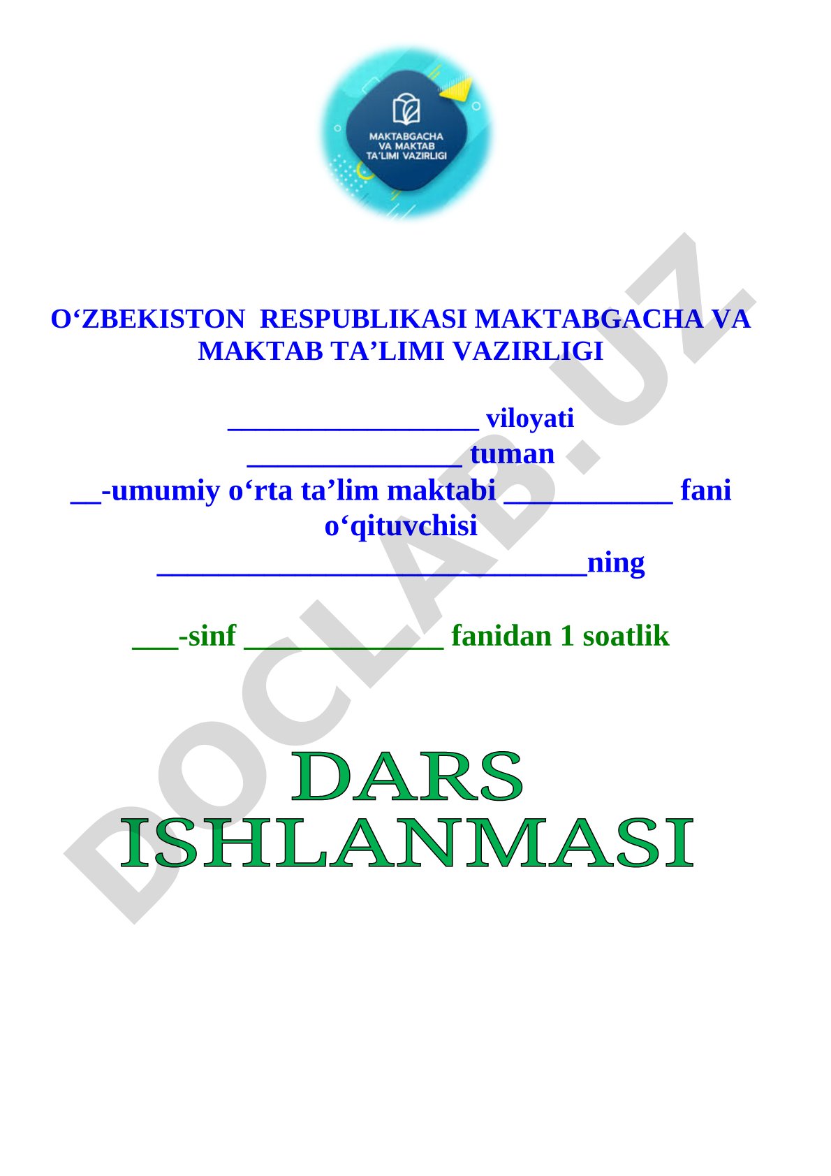 1-sinf dars ishlanmasi