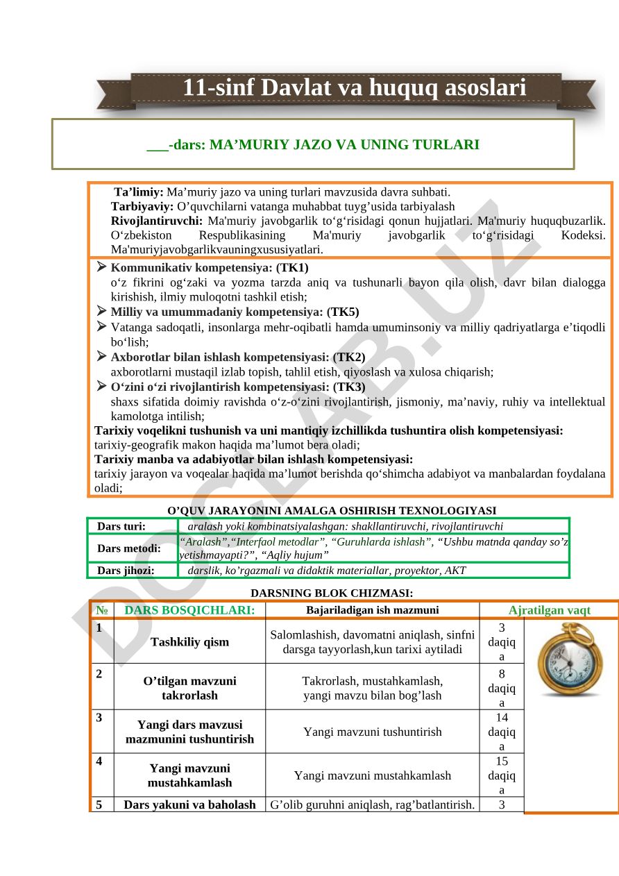 Ma'muriy jazo va uning turlari