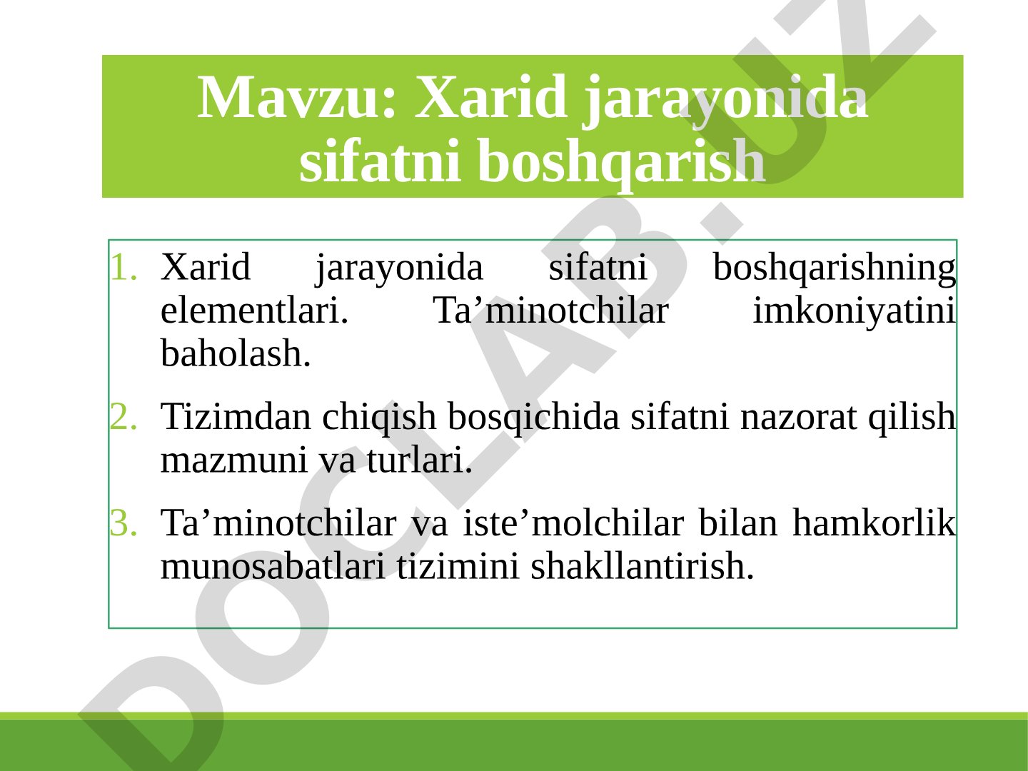 Sifatni boshqarish taqdimoti