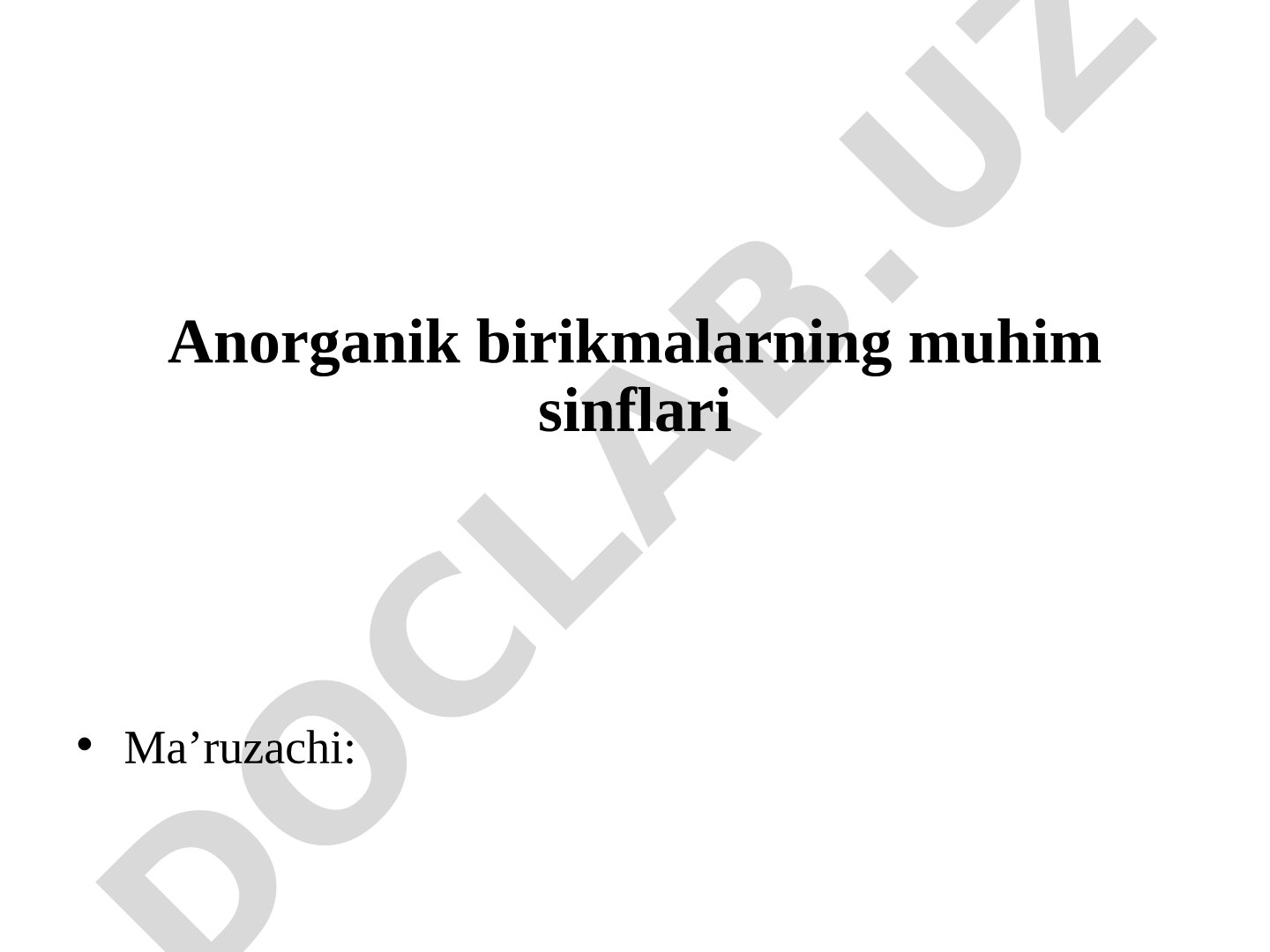 Noorganik moddalar taqdimoti