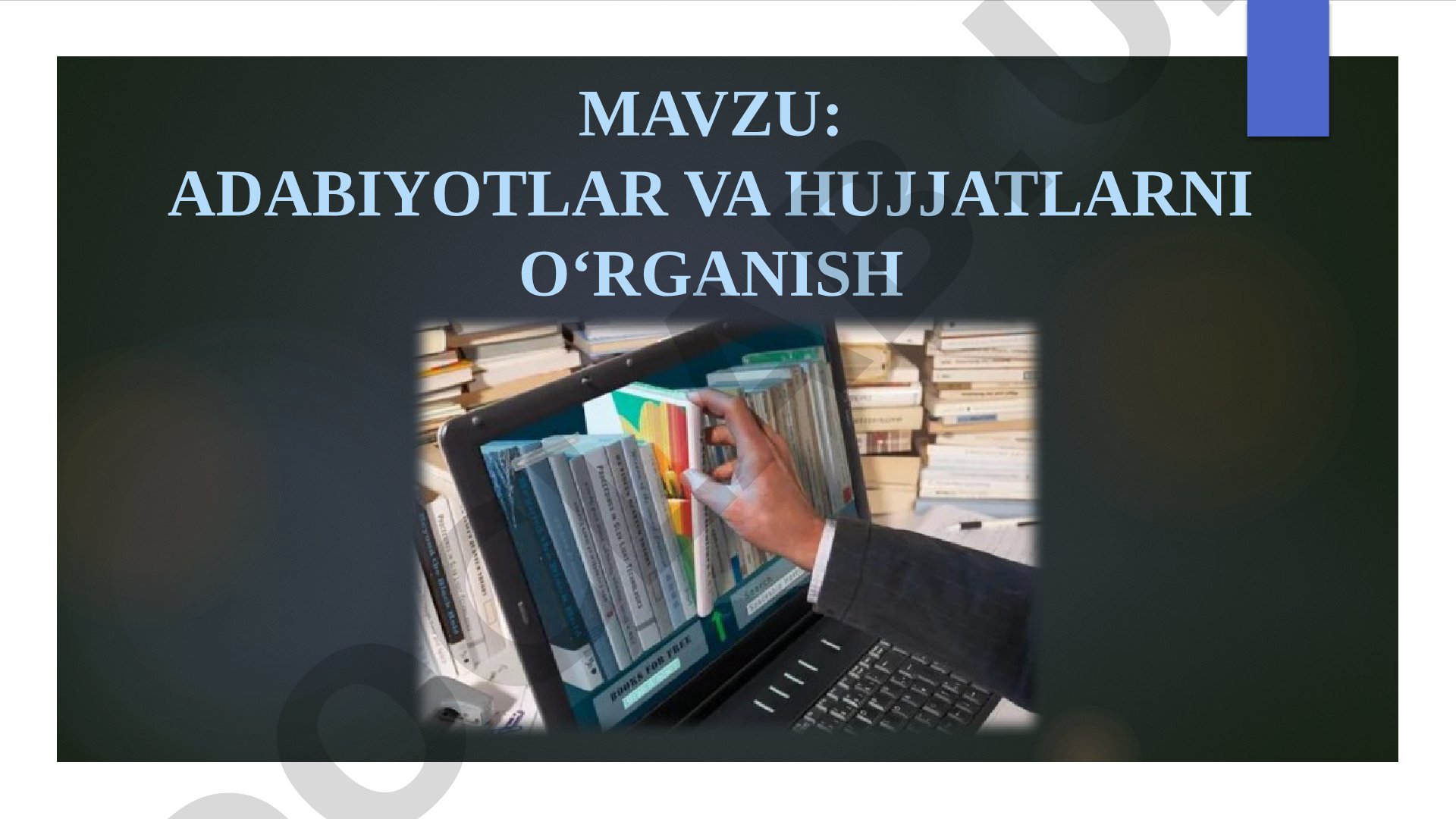 Adabiyotlarni o'rganish taqdimoti