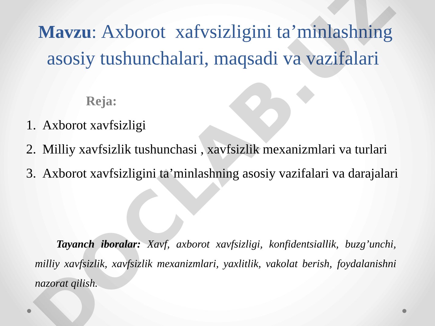 Axborot xavfsizligi taqdimoti