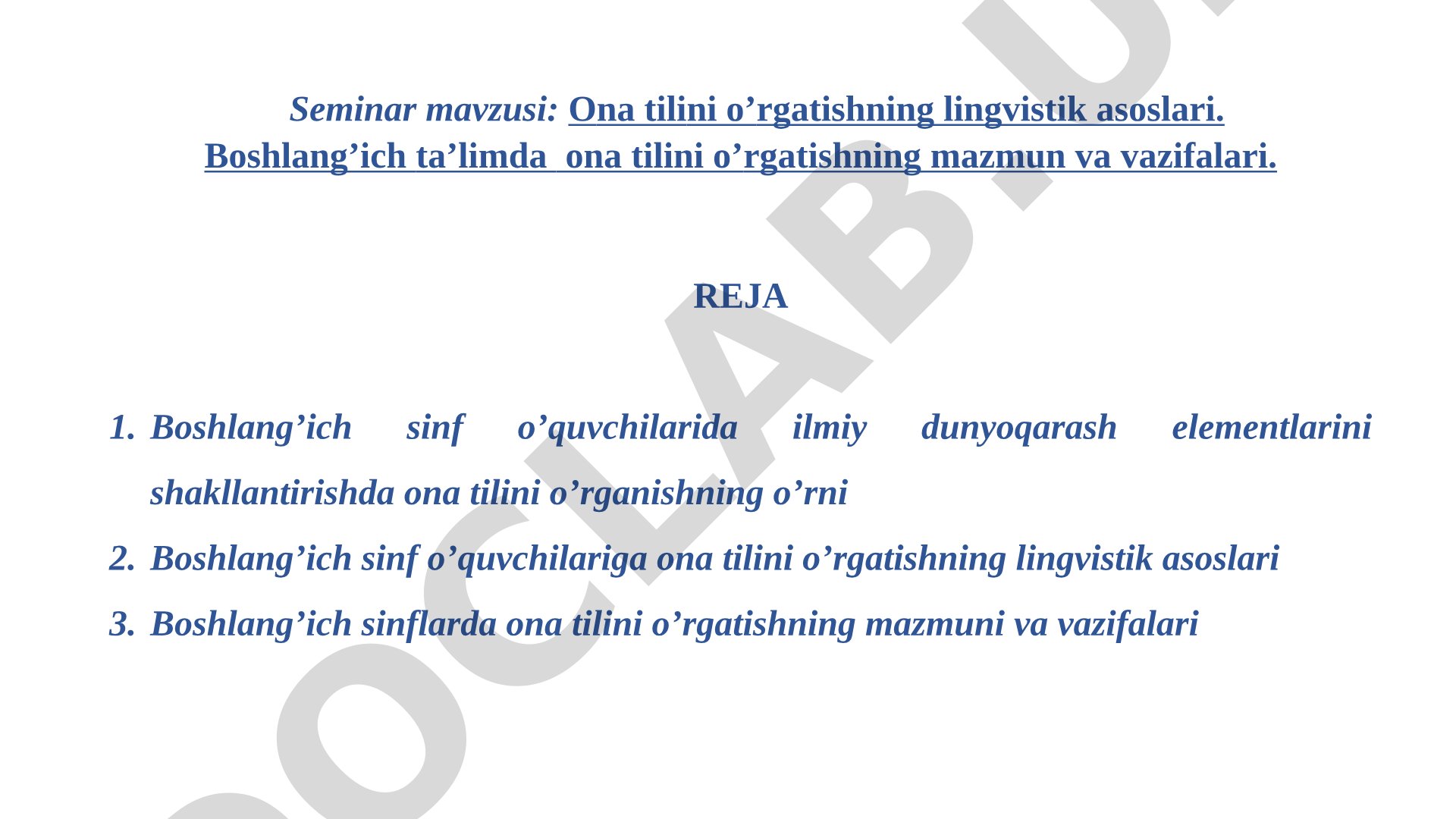Ona tilini o'rgatish taqdimoti