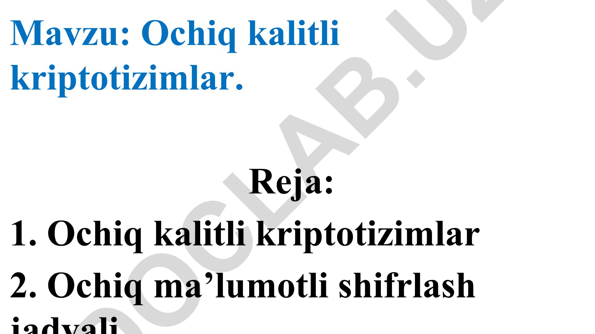 Ochiq kalitli kriptotizimlar