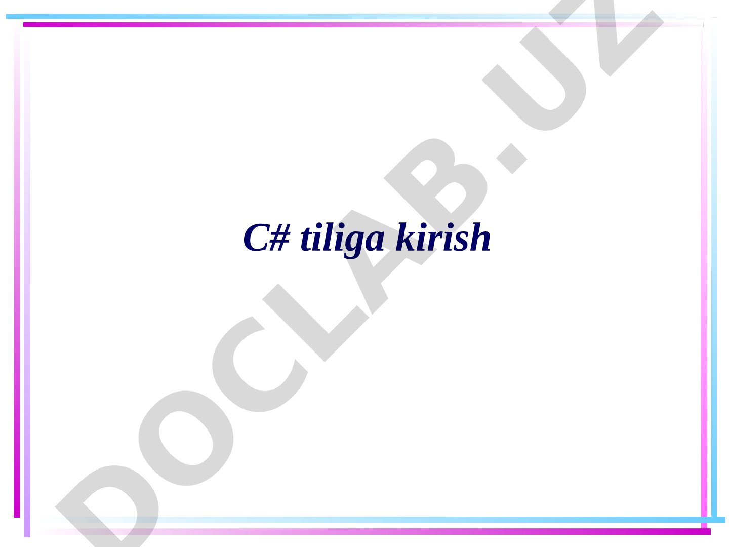 C# tili taqdimoti