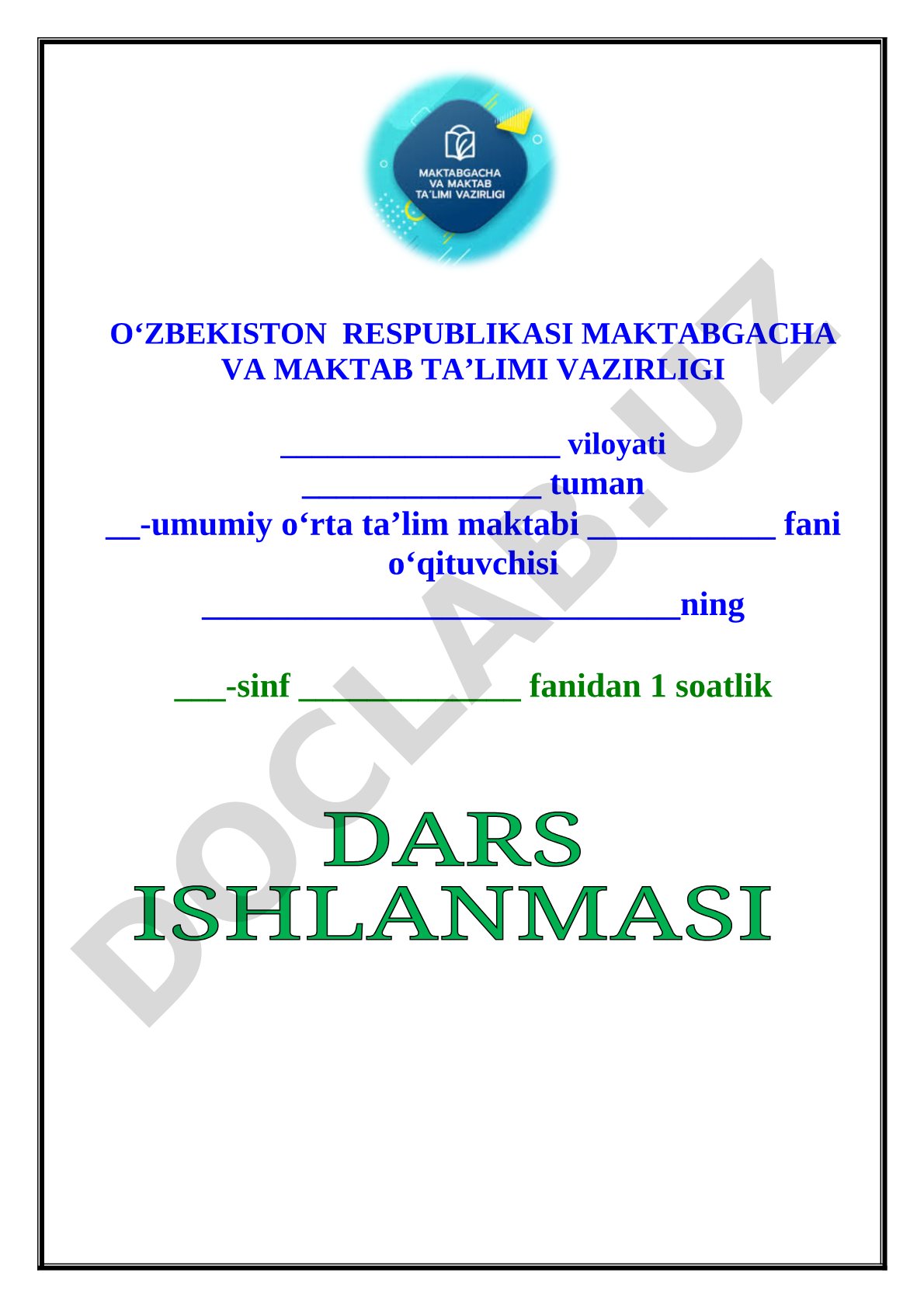 1-sinf dars ishlanmasi