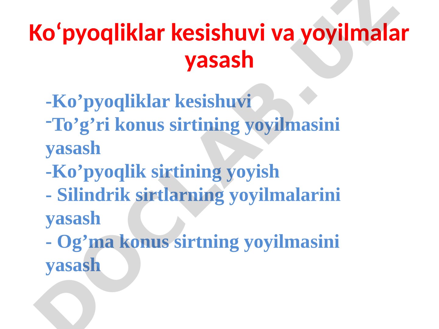 Ko'pyoqliklar yoyilmalari taqdimoti