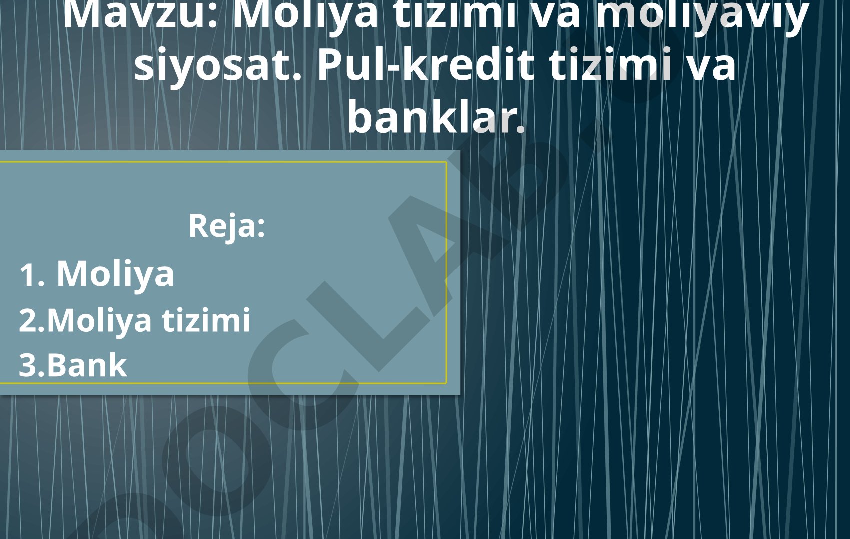 Moliya tizimi taqdimoti