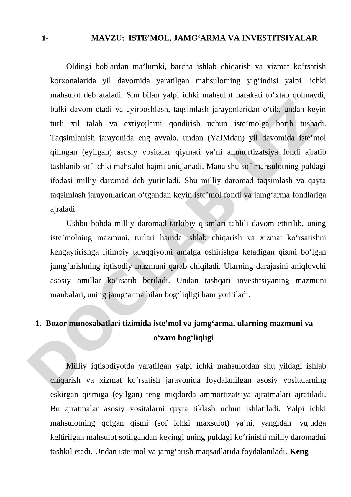Iste'mol, jamg'arma va investitsiyalar