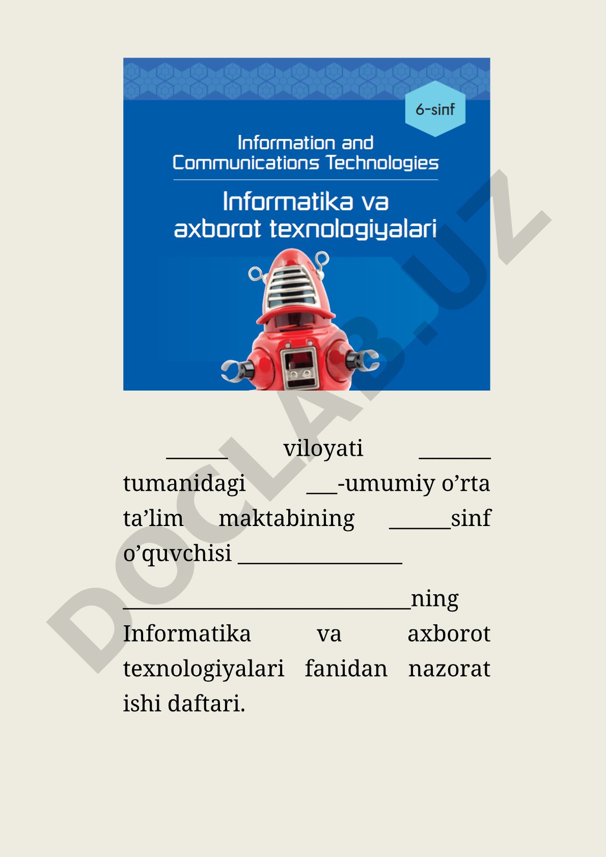 Informatika nazorat ishi daftari