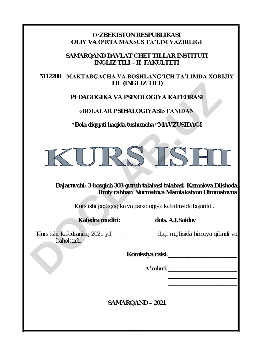 Bola diqqati haqida tushuncha