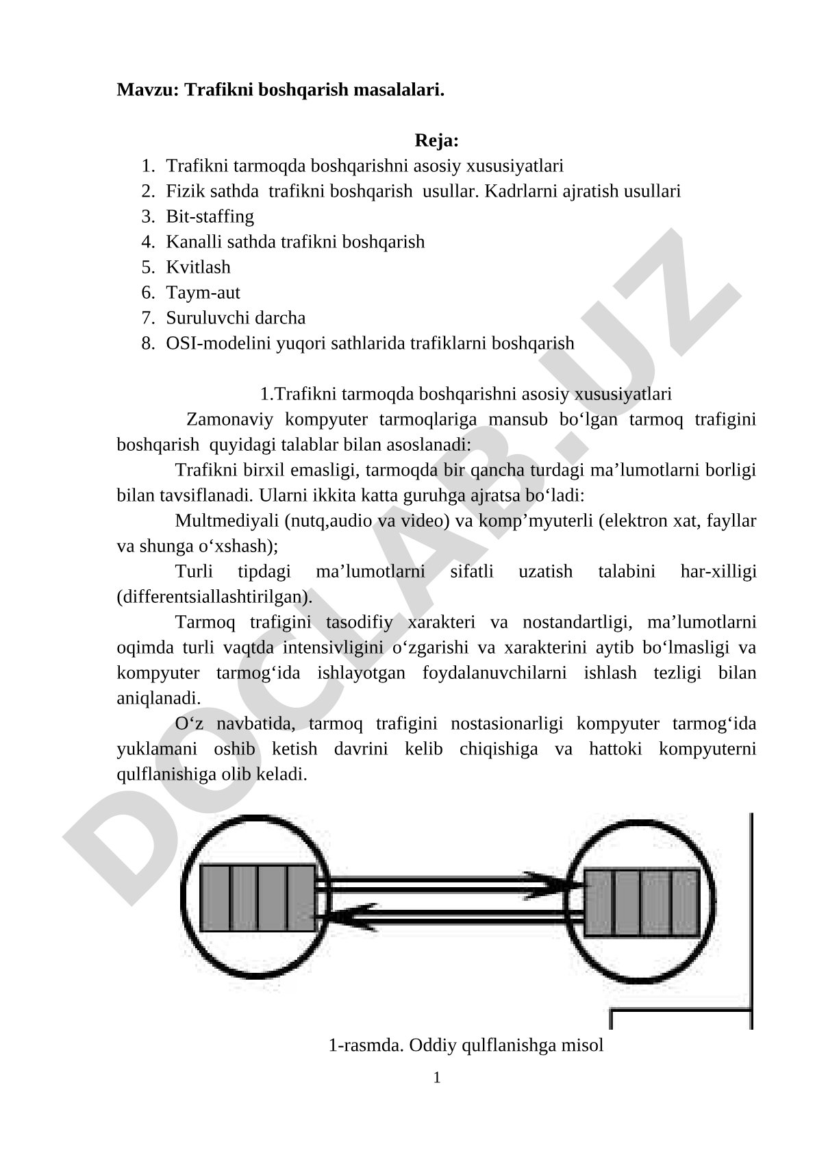 Trafikni boshqarish kurs ishi