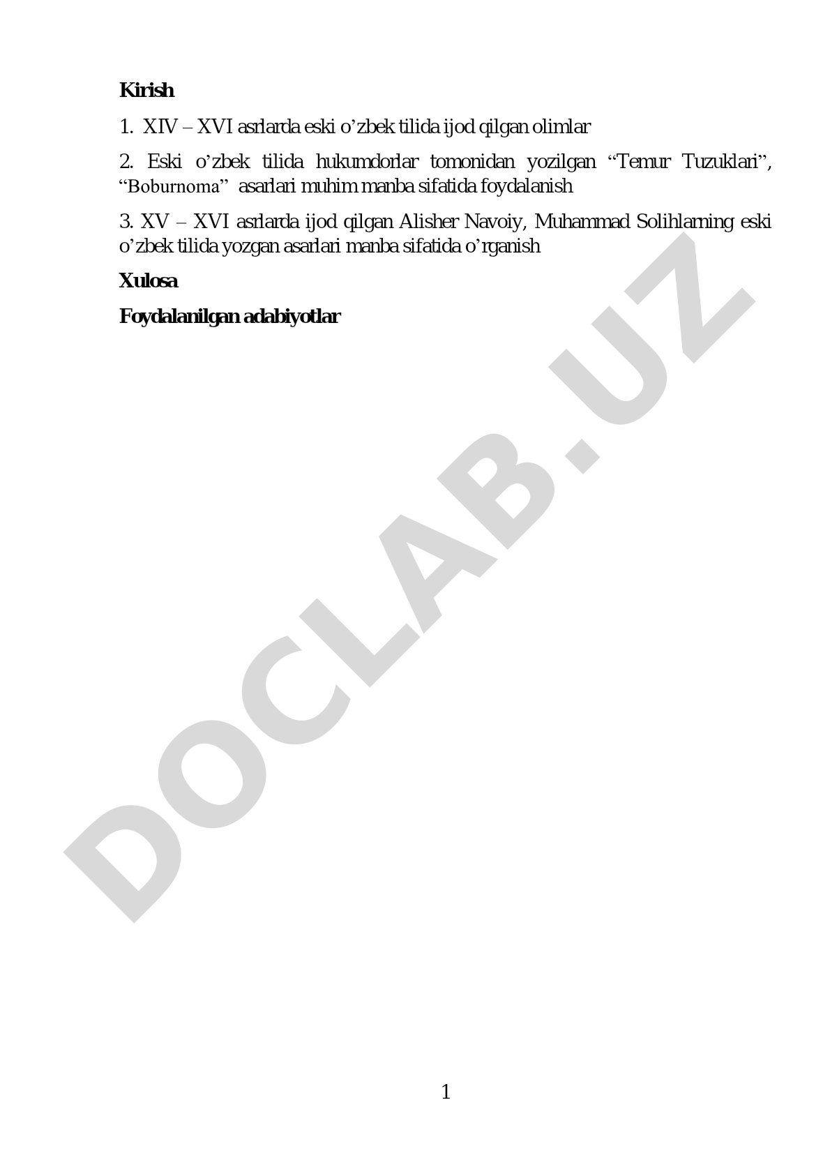 XIV – XVI asrlarda eski o'zbek tilida ijod qilgan olimlar va asarlar