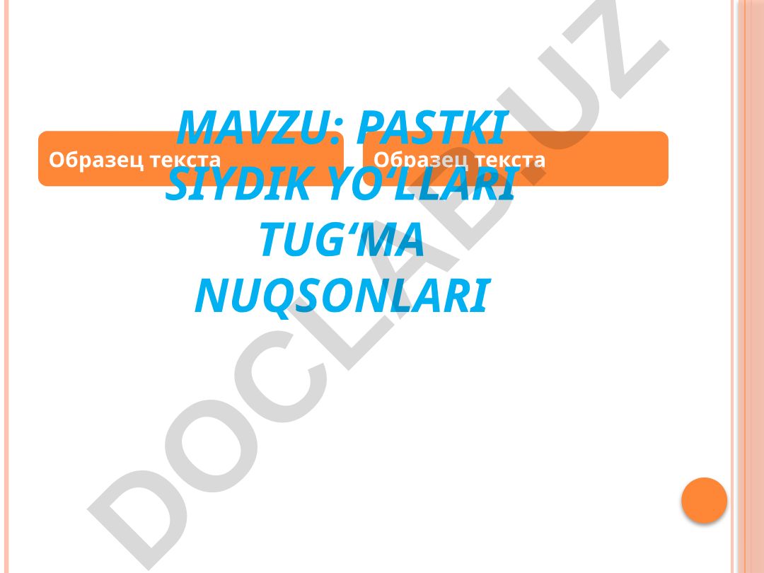 Pastki siydik yo‘llari tug‘ma nuqsonlari