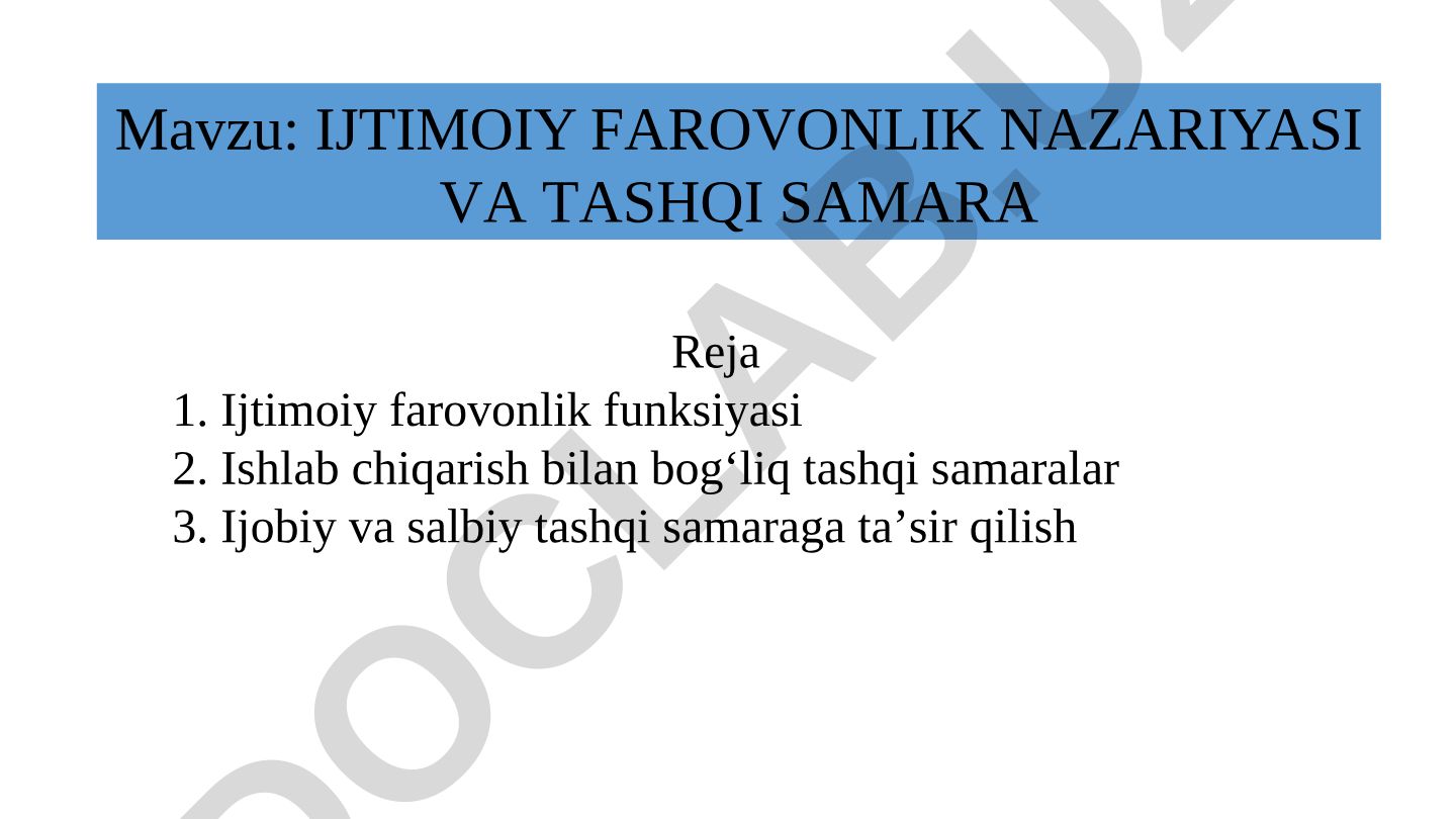 Ijtimoiy farovonlik nazariyasi va tashqi samara