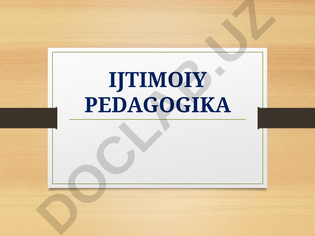 IJTIMOIY PEDAGOGIKA MAVZU. Jinoyatchilik - bolalarda g‘ayriqonuniy hatti-harakatning namoyon bo’lish shakli sifatida