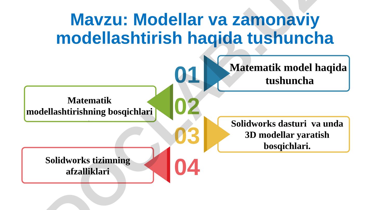 Modellar va zamonaviy modellashtirish haqida tushuncha
