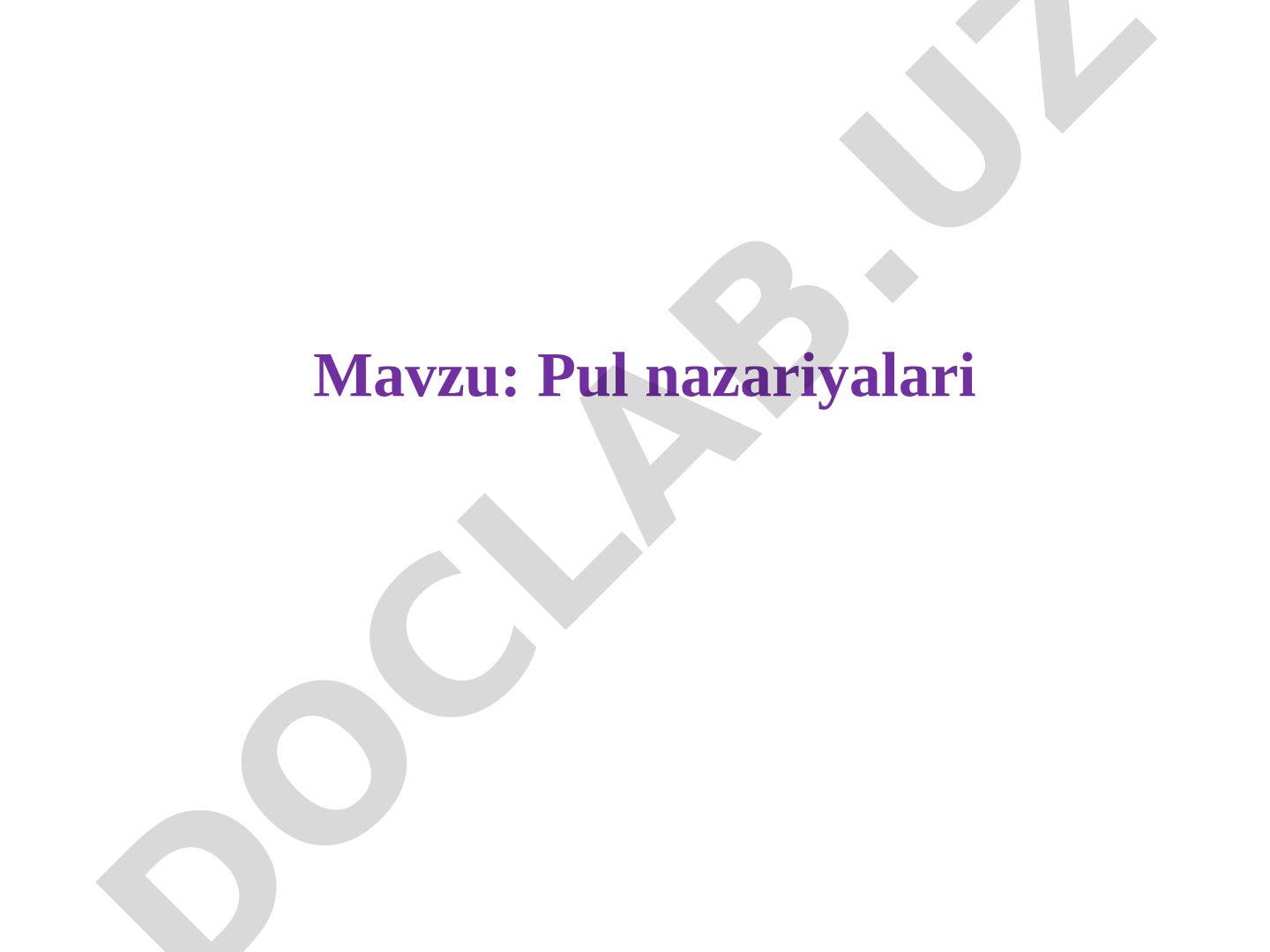 Pul nazariyalari