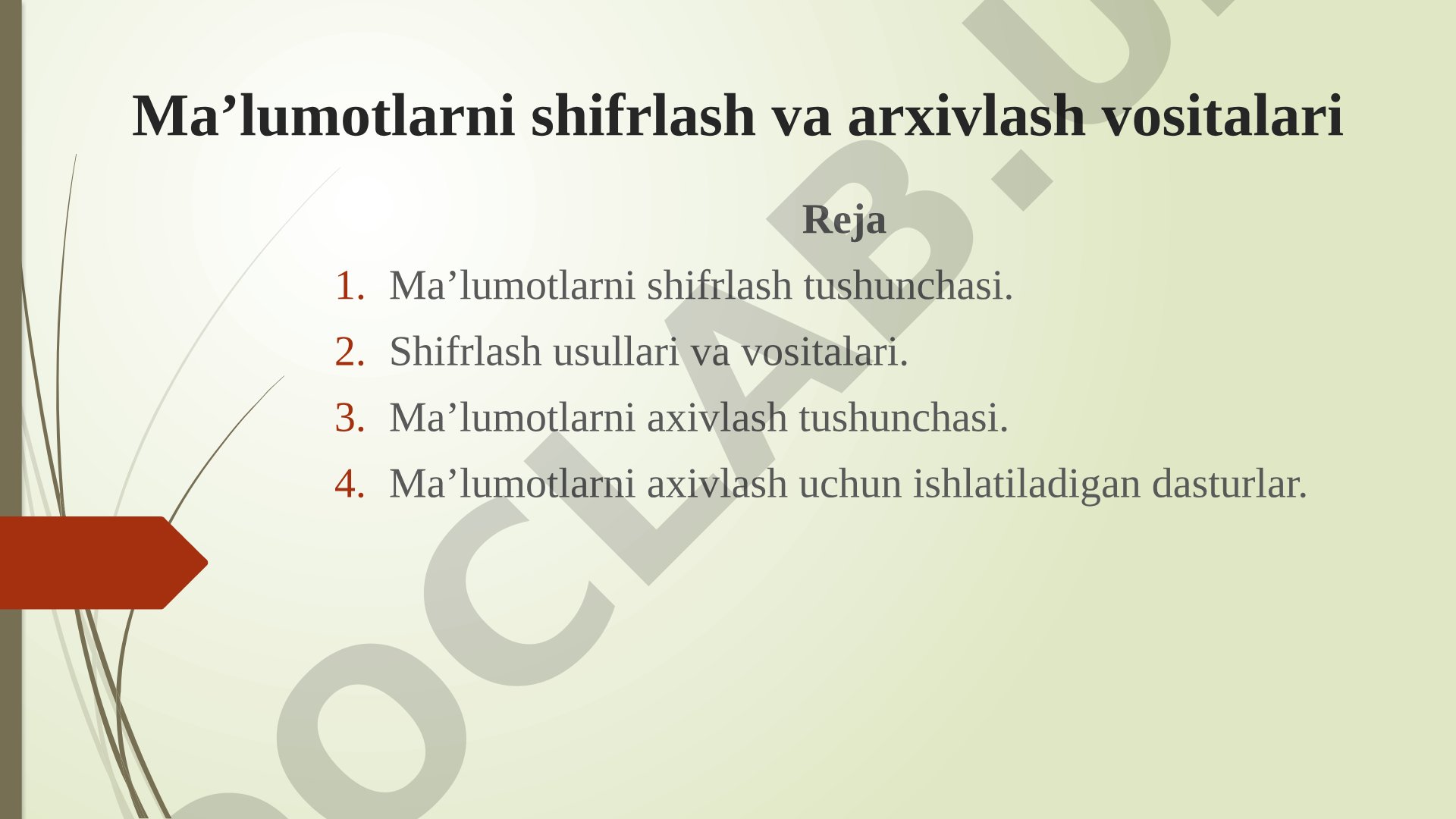 Ma'lumotlarni shifrlash taqdimoti