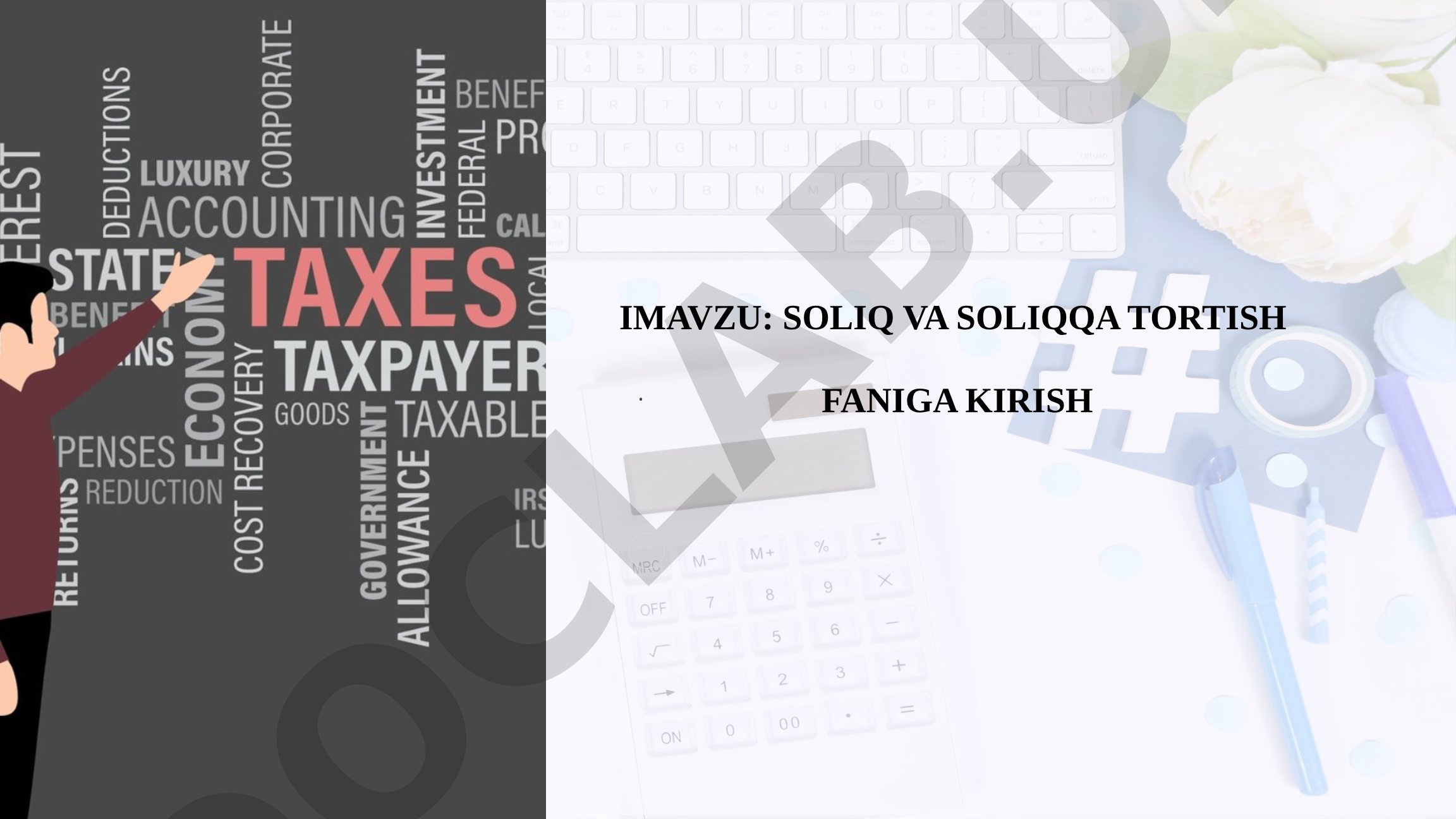 Soliq va soliqqa tortish faniga kirish taqdimoti