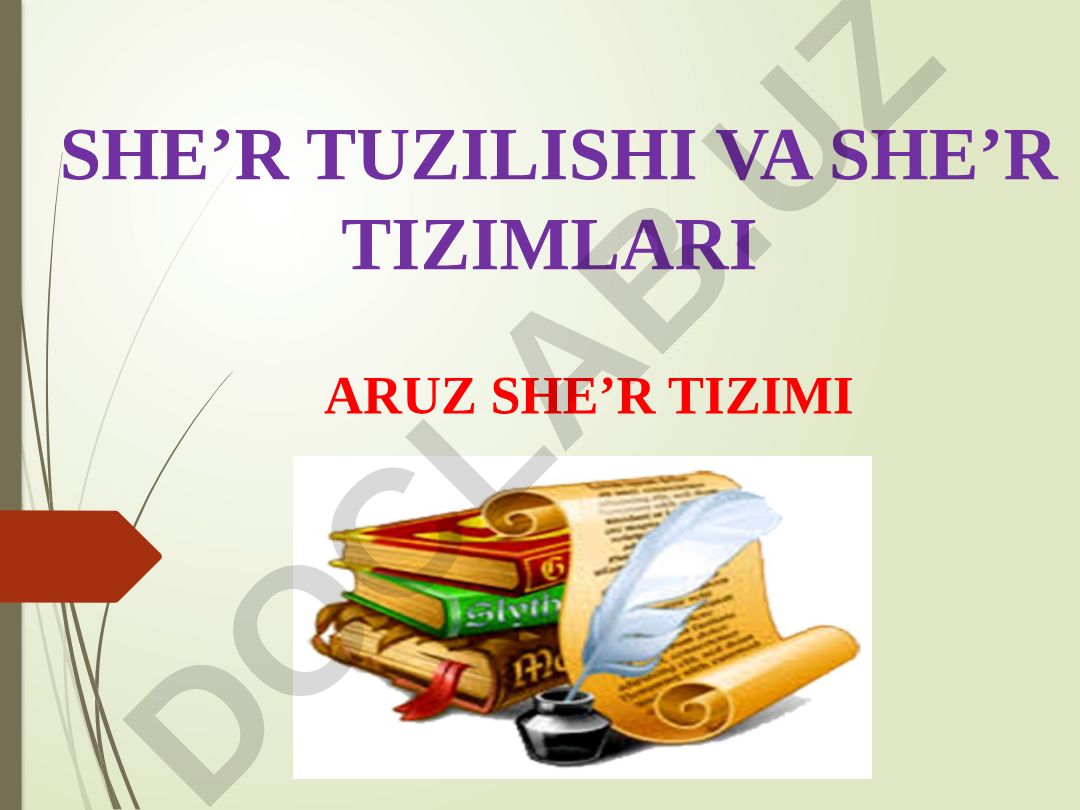 She’r tuzilishi va she’r tizimlari aruz she’r tizimi