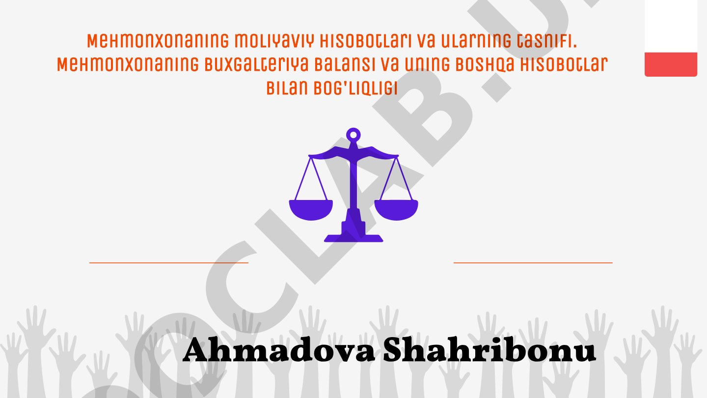 Mehmonxona moliyaviy hisobotlari tasnifi