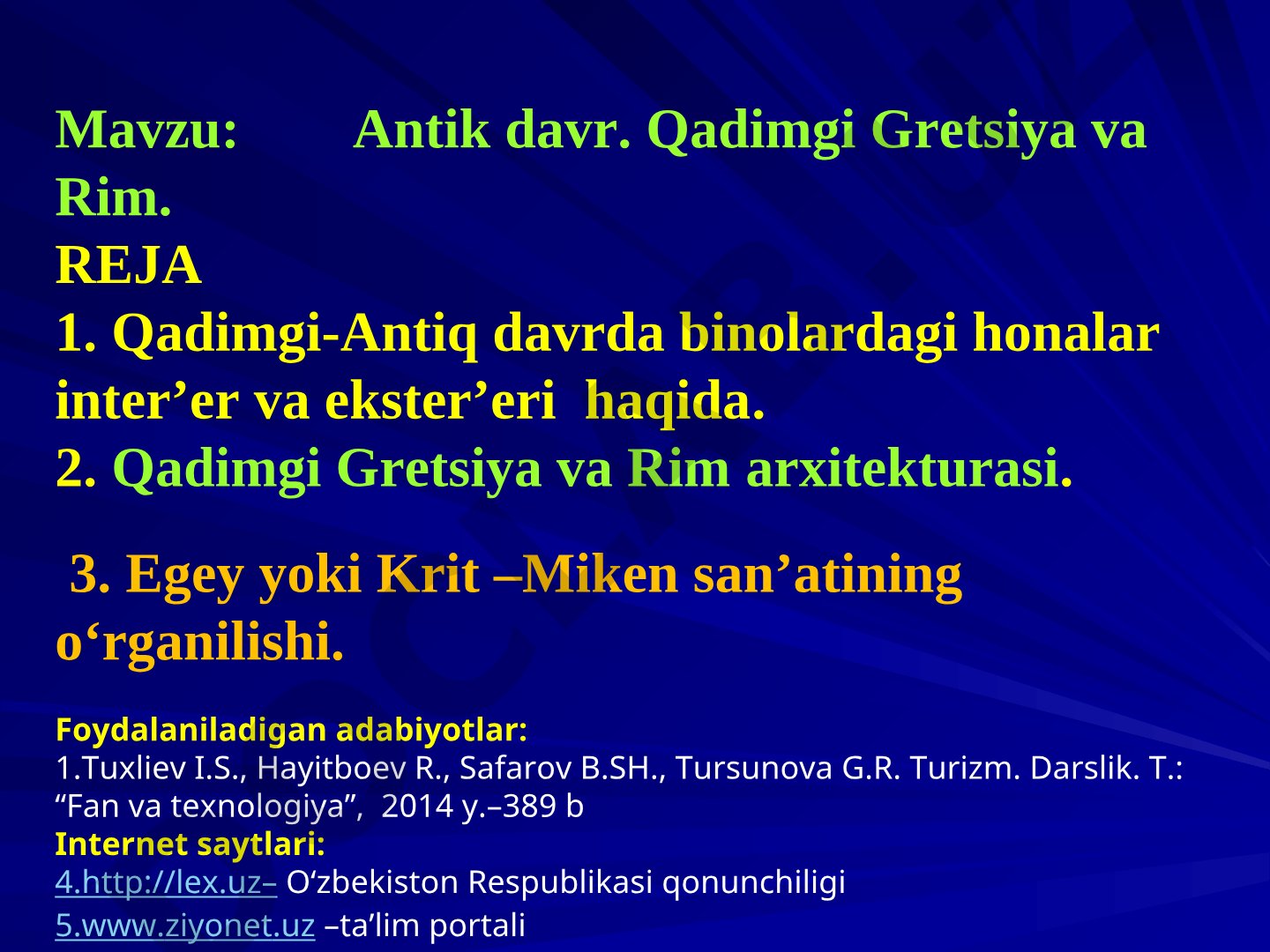 Antik davr arxitekturasiga taqdimot