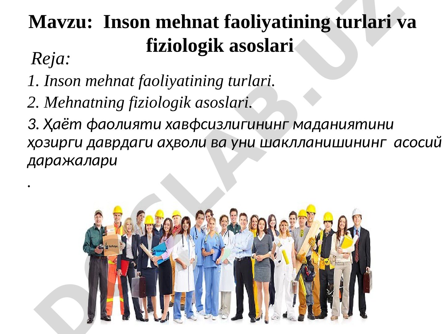 Mehnat faoliyati turlari taqdimoti