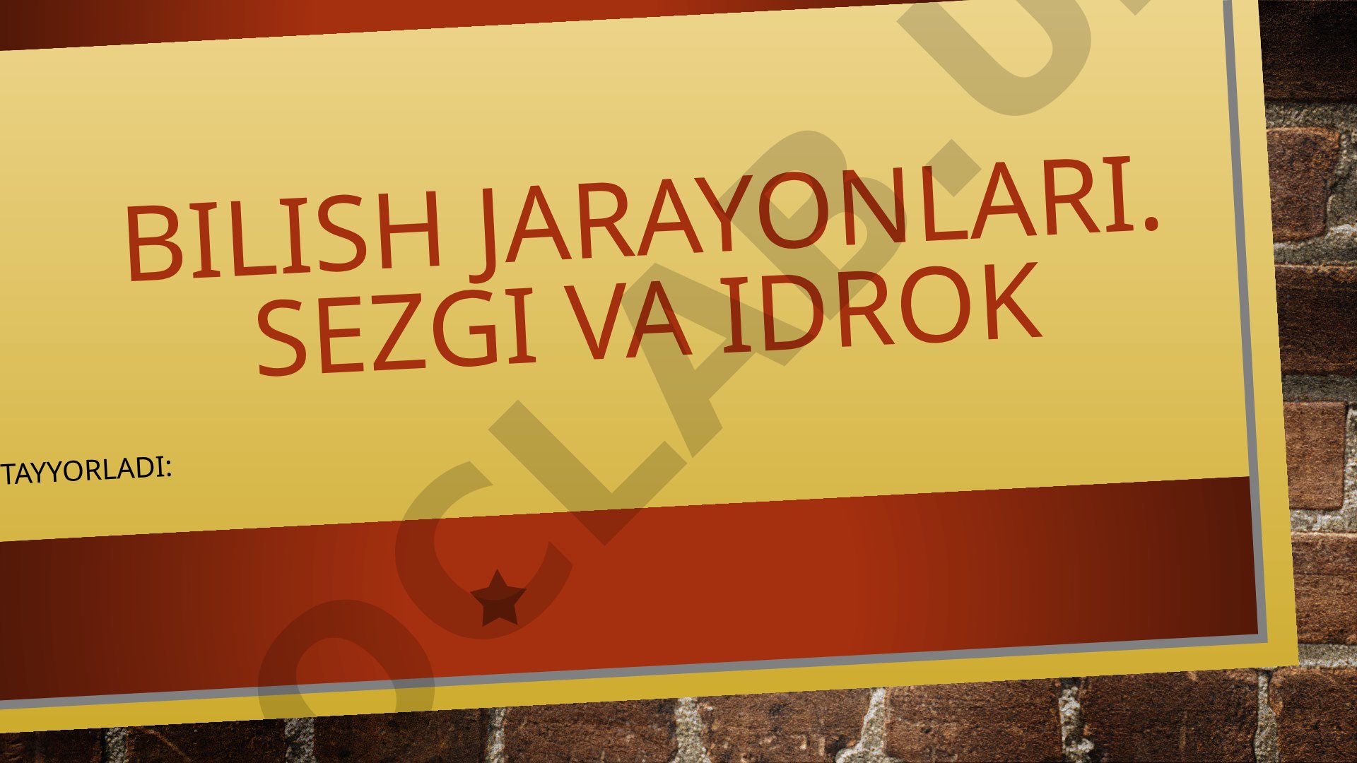 Bilish jarayonlari: sezgi va idrok