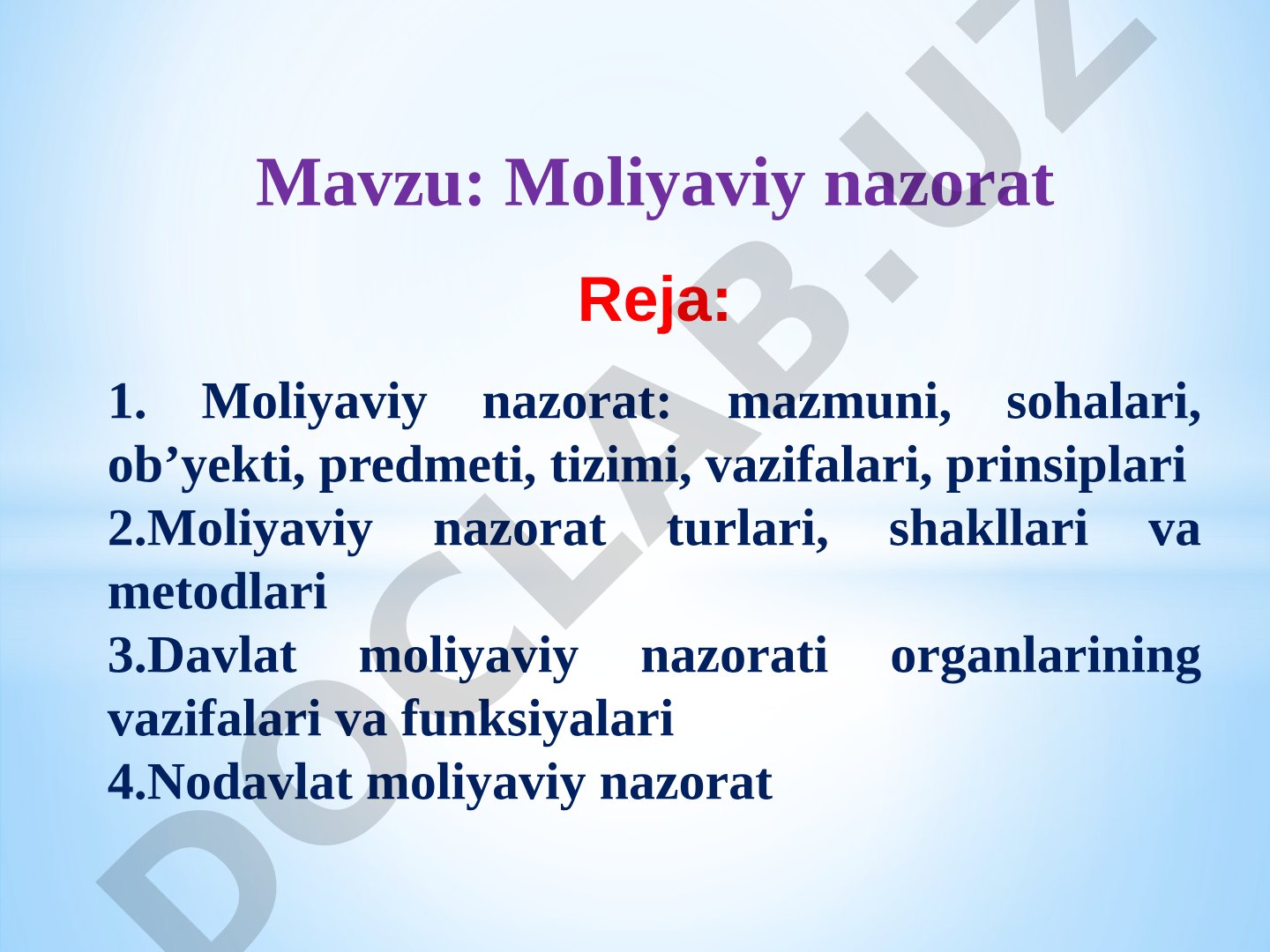 Moliyaviy nazorat taqdimoti