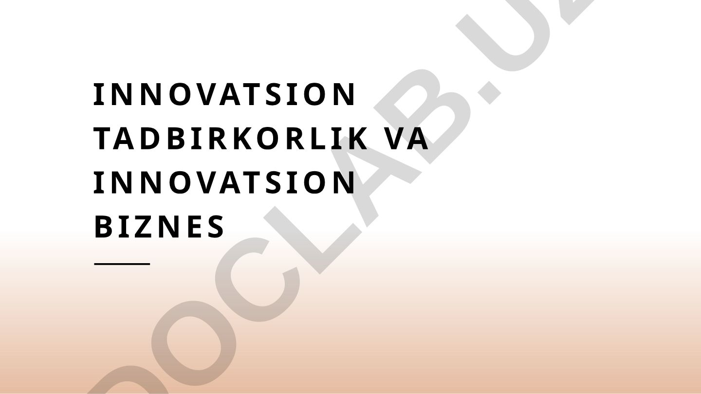 Innovatsion tadbirkorlik va innovatsion biznes asoslari
