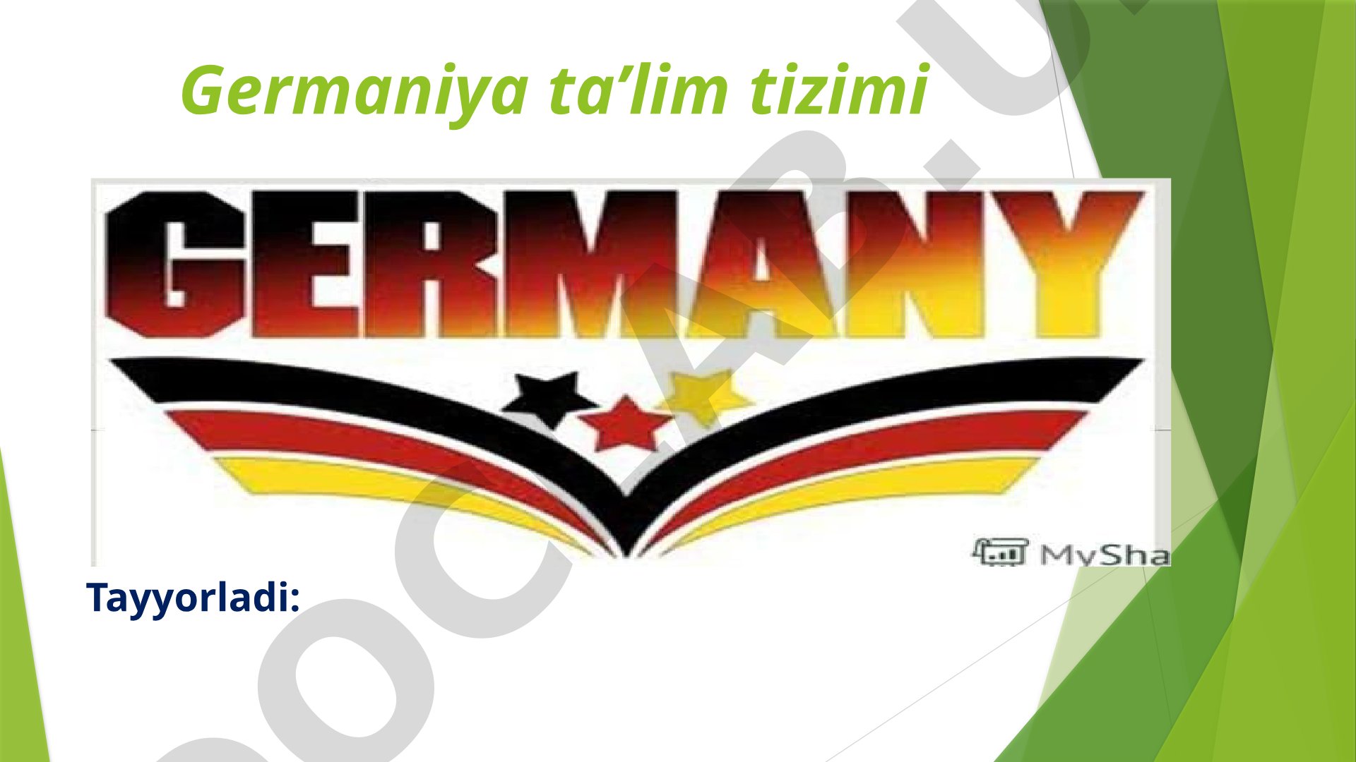 Germaniya ta'lim tizimi taqdimoti