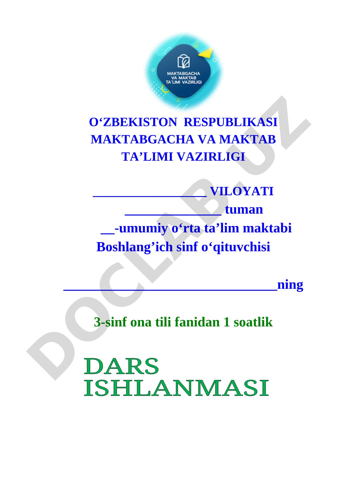 Ona tili fanidan ochiq dars ishlanmasi