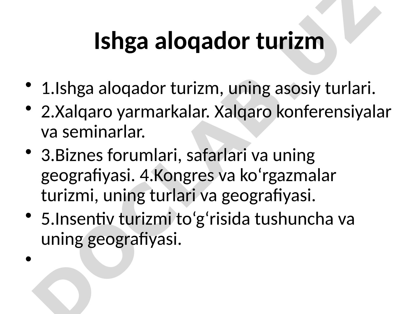 Biznes turizmi taqdimoti