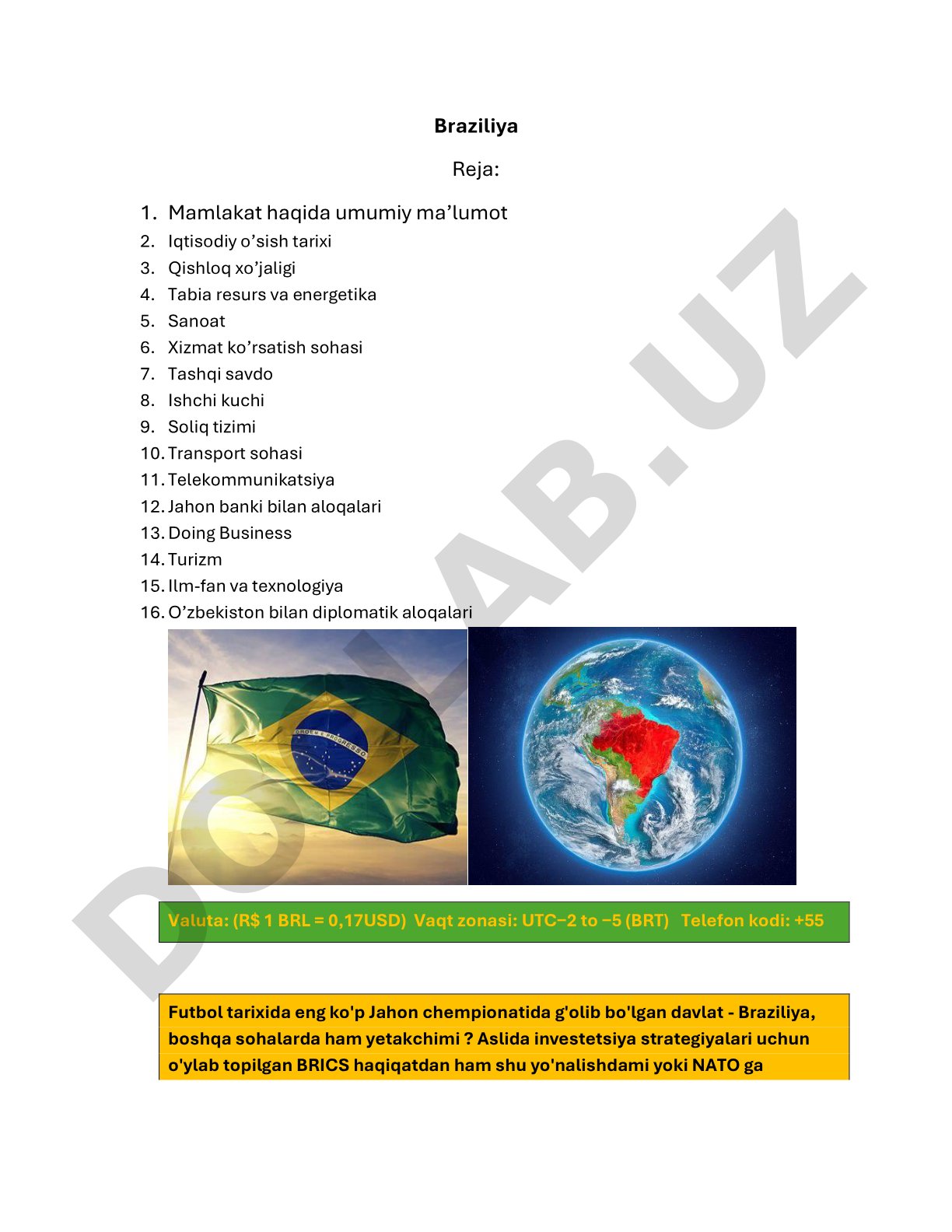Braziliya iqtisodiy tahlil hujjati