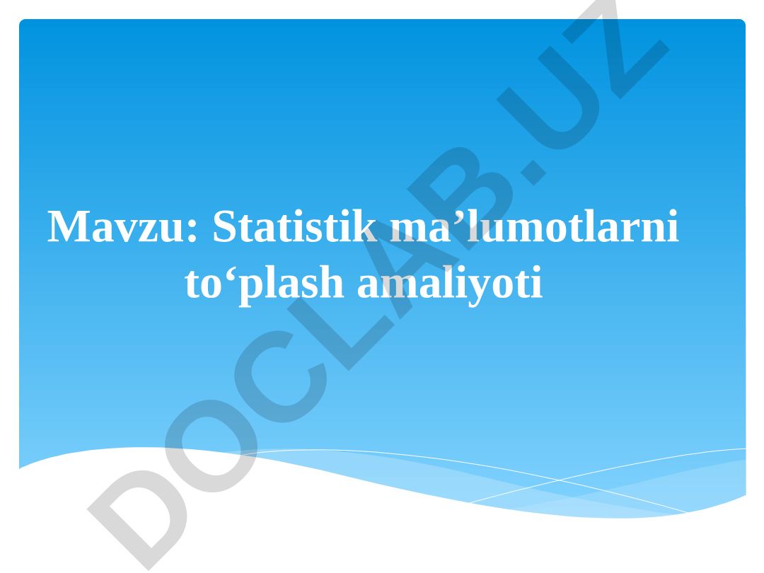 Statistik ma’lumotlarni to‘plash amaliyoti