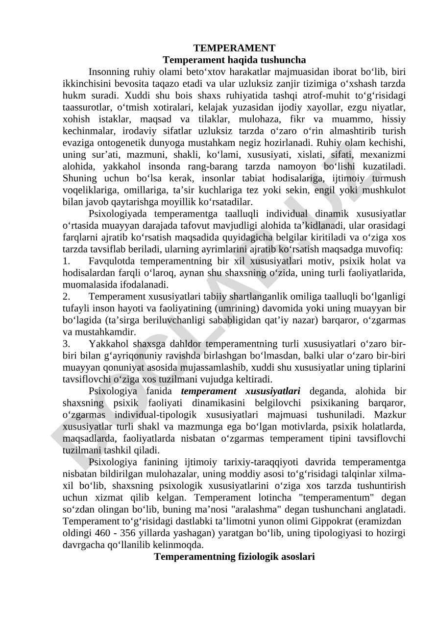 Temperament haqida tushuncha