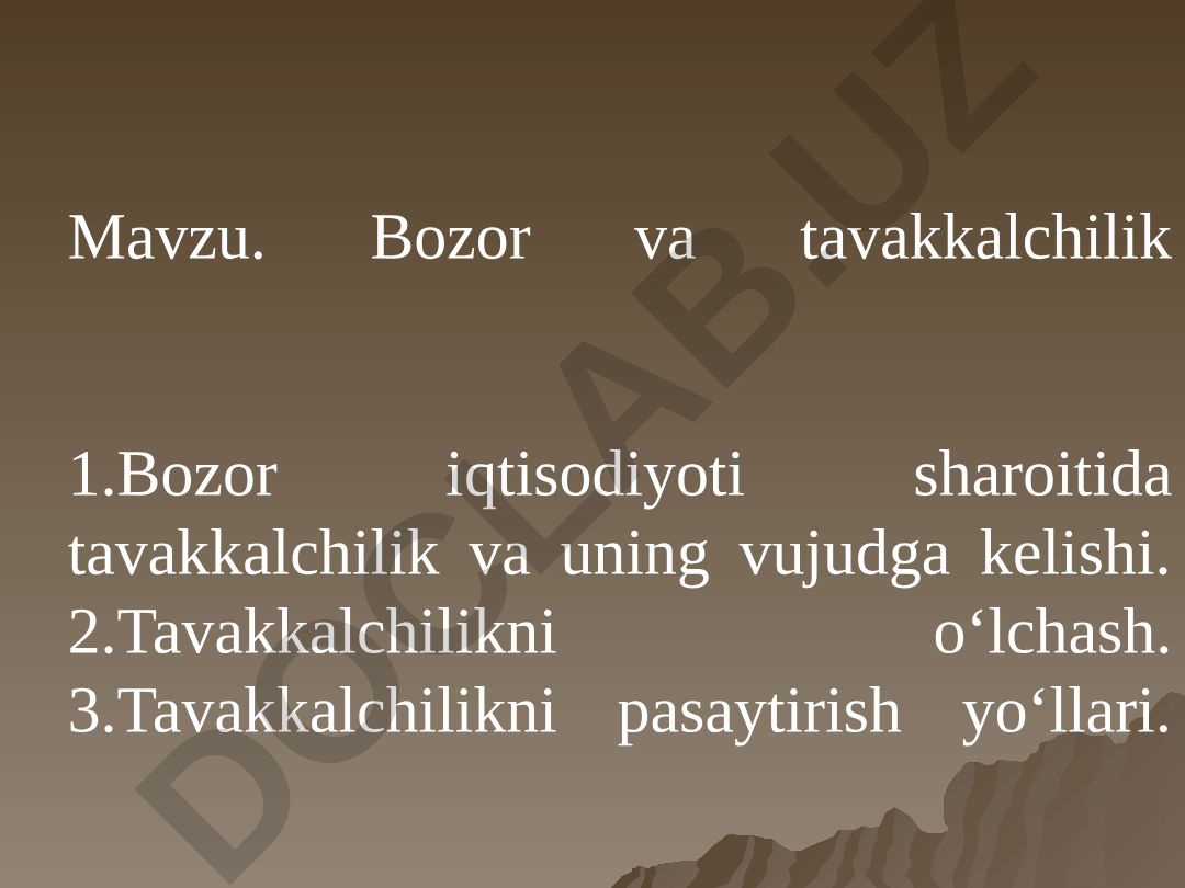 Bozor va tavakkalchilik