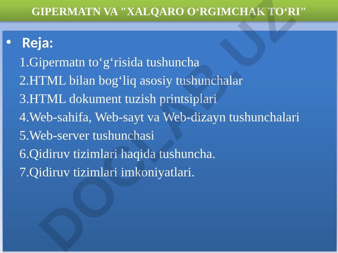Gipermatn va Xalqaro O‘rgimchak To‘ri