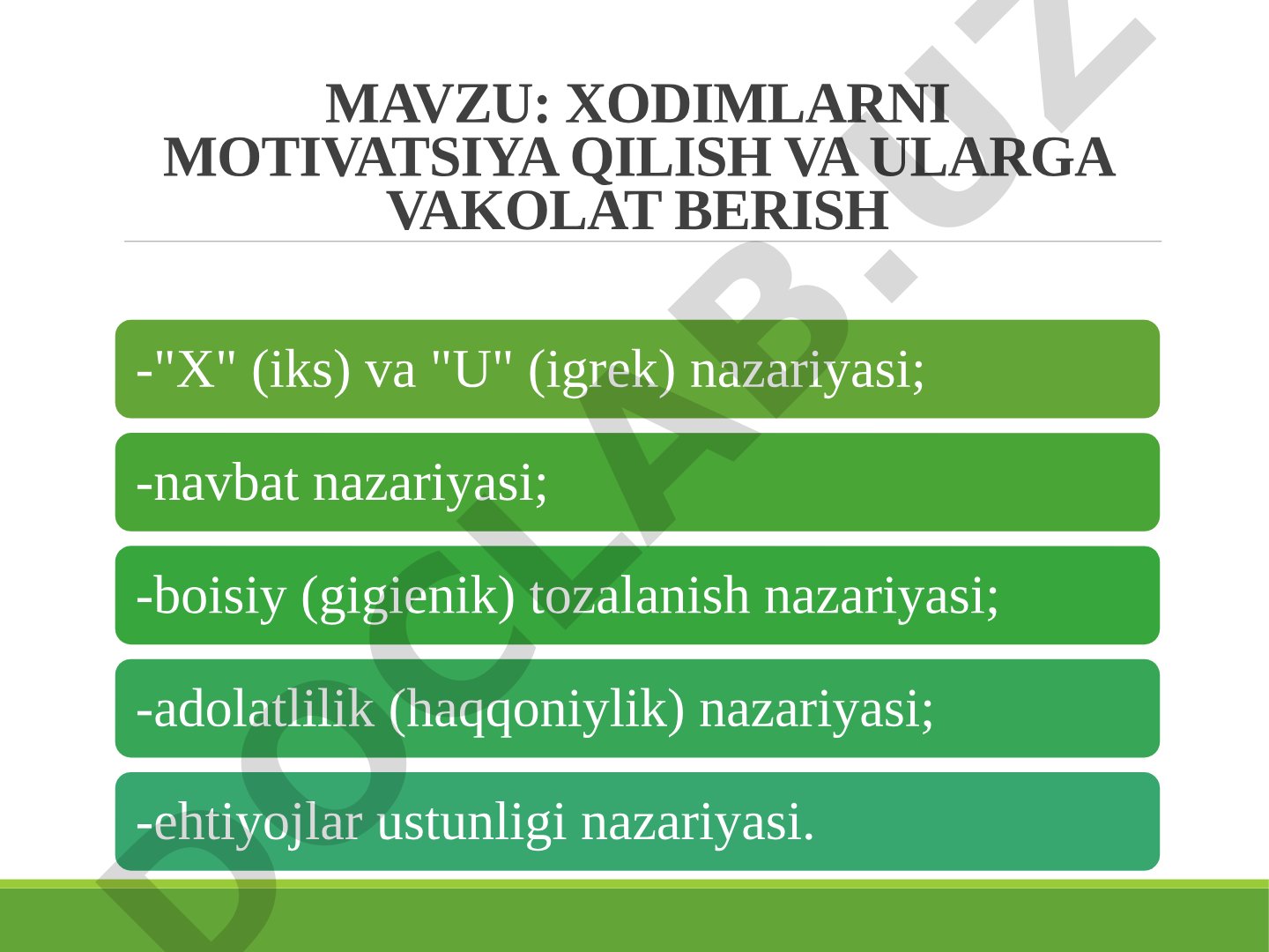 Xodimlarni motivatsiya qilish taqdimoti